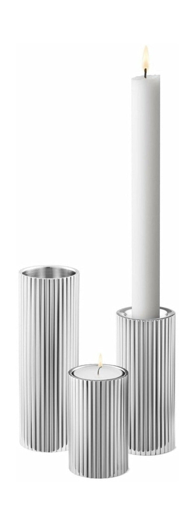 Georg Jensen Bernadotte Tealight & Candle Holder, sæt med 3, rustfrit stål