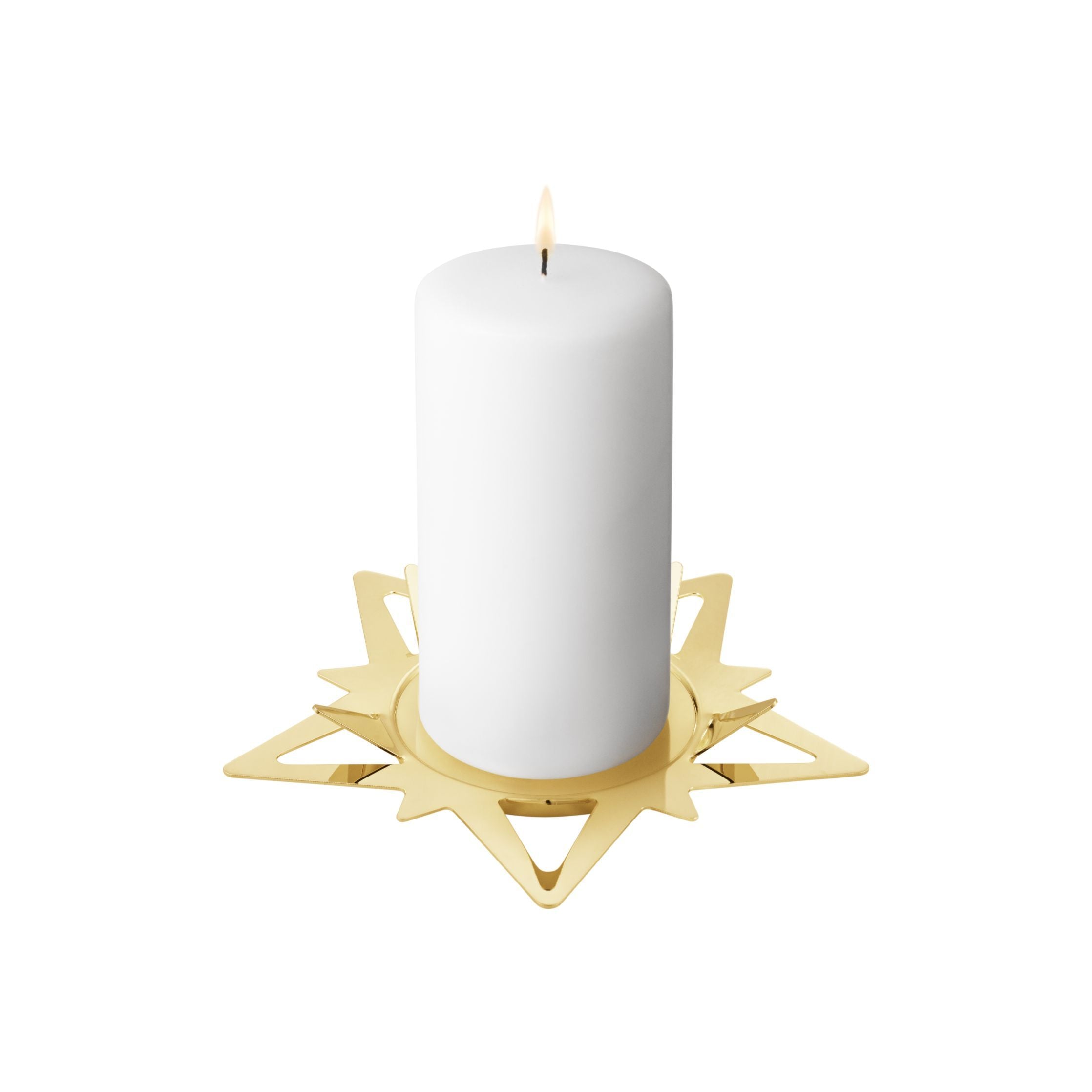 Georg Jensen Candelador de estrella de Navidad clásica para velas de bloque, chapado en oro