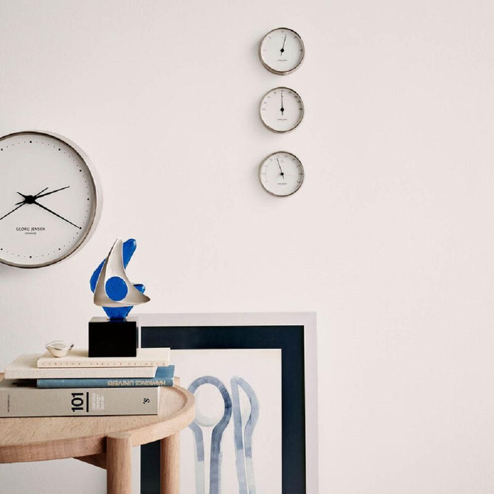 Georg Jensen Hk Mur Clock en acier inoxydable / blanc, 10 cm