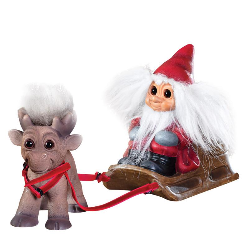 Goodlucktroll Santa Claus et renne "Brave"
