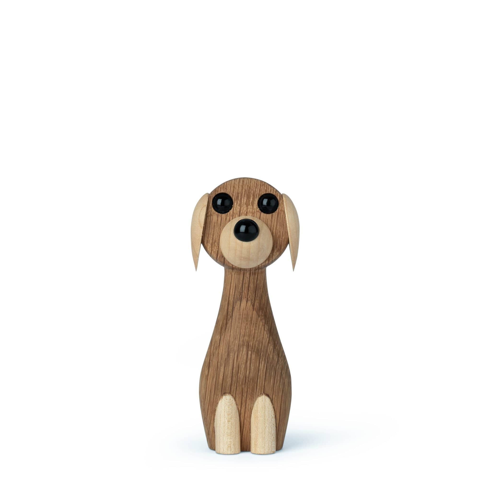 Gunnar flørning hundur tréfigur, 10,5 cm