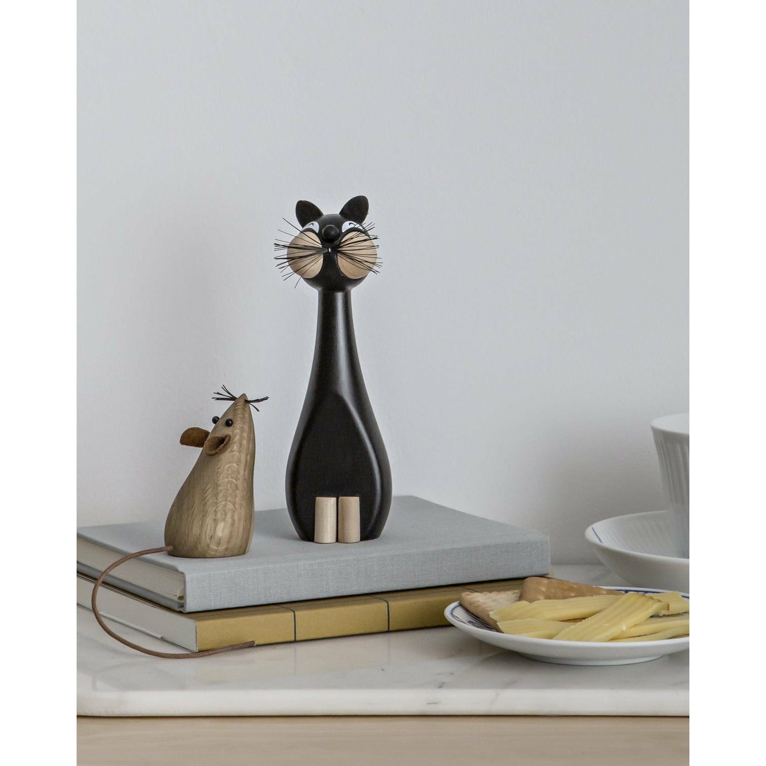 Gunnar Flørning Cat Wooden Figura, 15,7 cm
