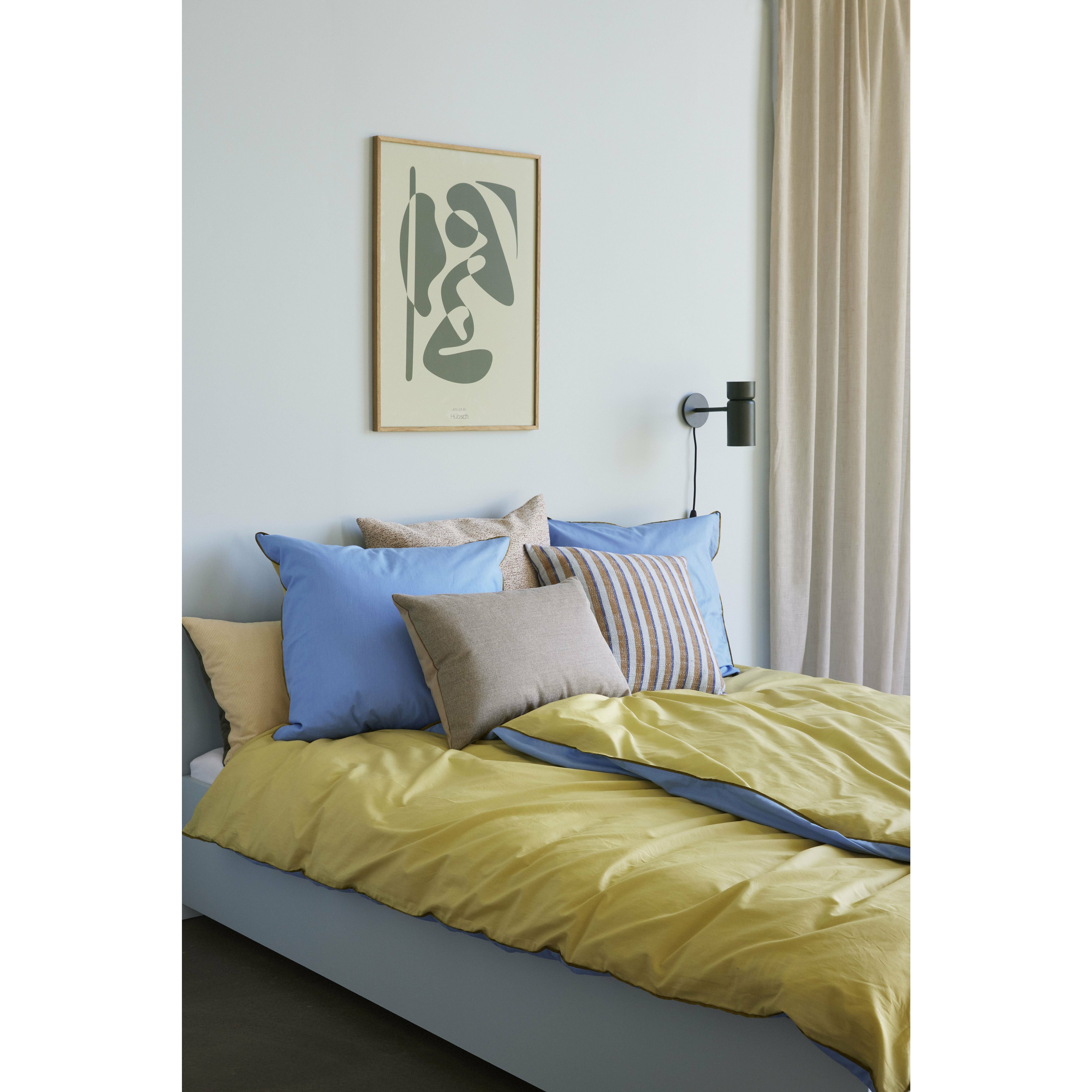 Hübsch AKI Bed Linen 60/200, blauw/geel