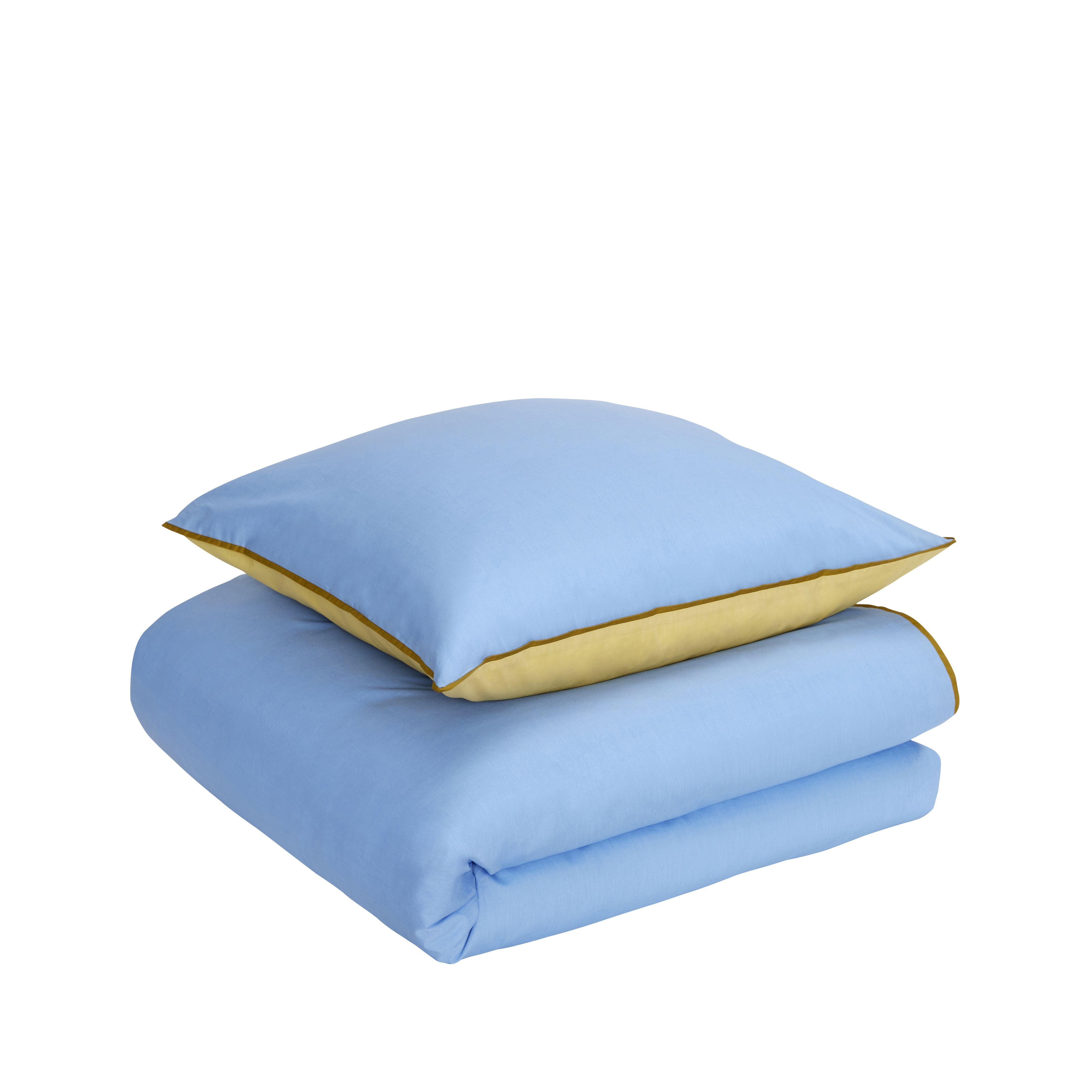 Hübsch AKI Bed Linen 60/200, blauw/geel