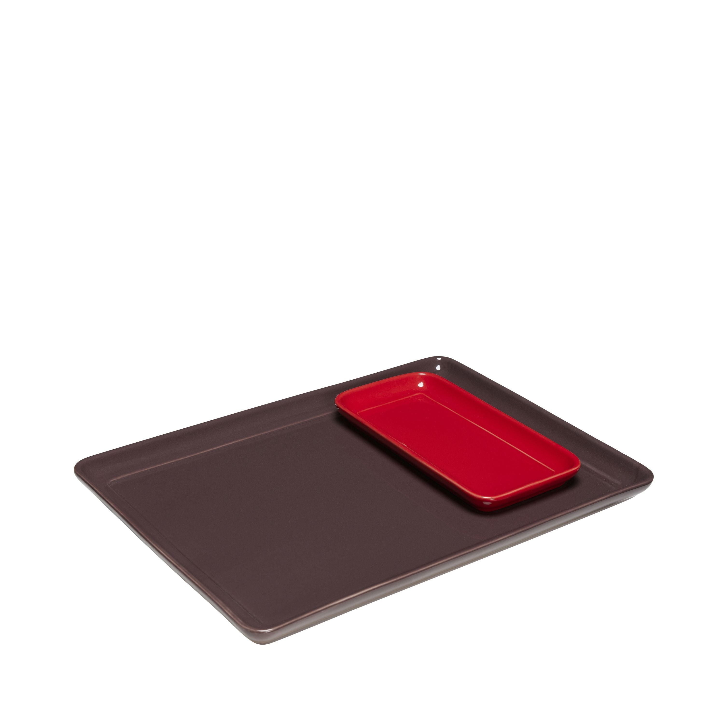 Hübsch Amare Tablett 2er-Set, Burgund/Rot