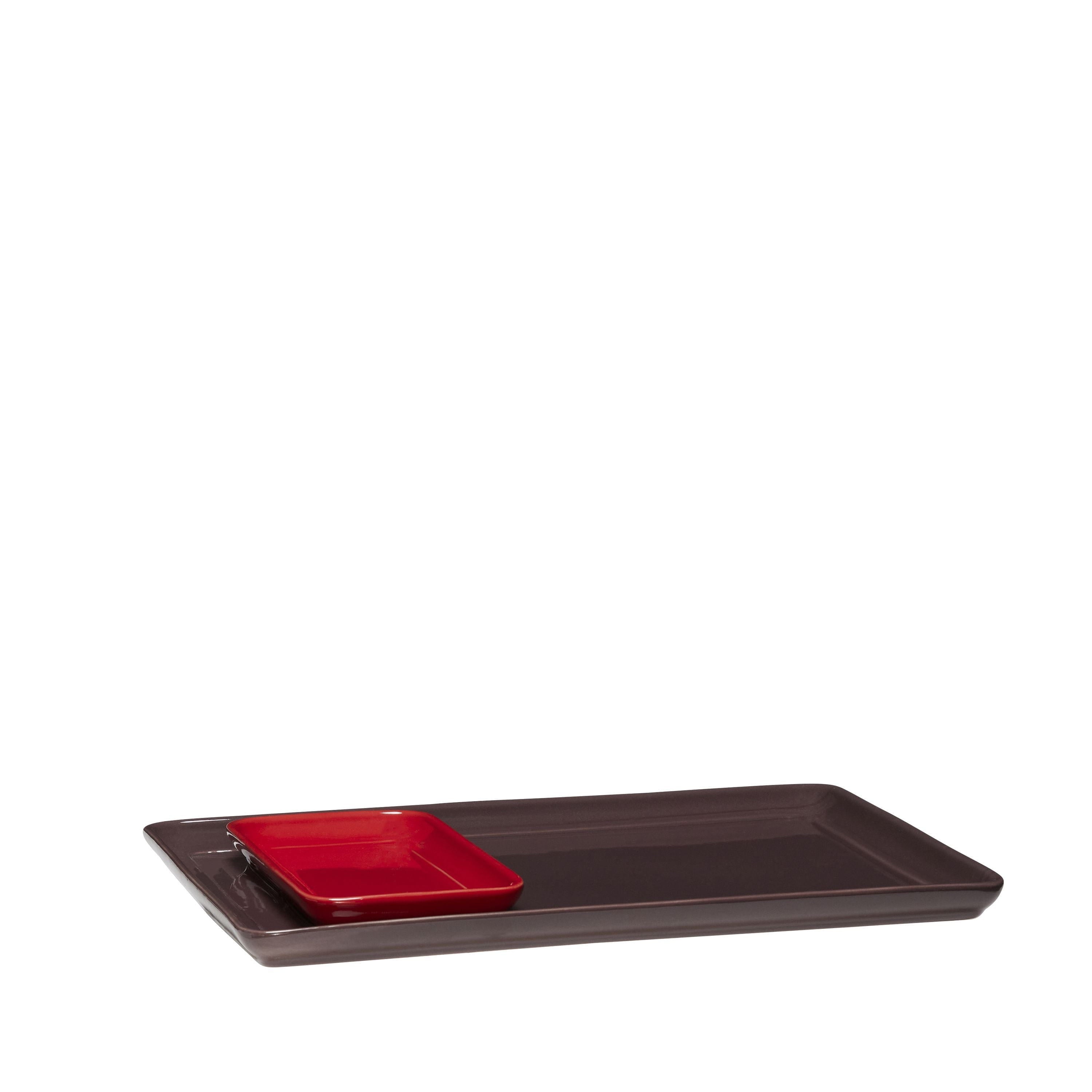 Hübsch Amare Tablett Set van 2, Bourgondië/rood