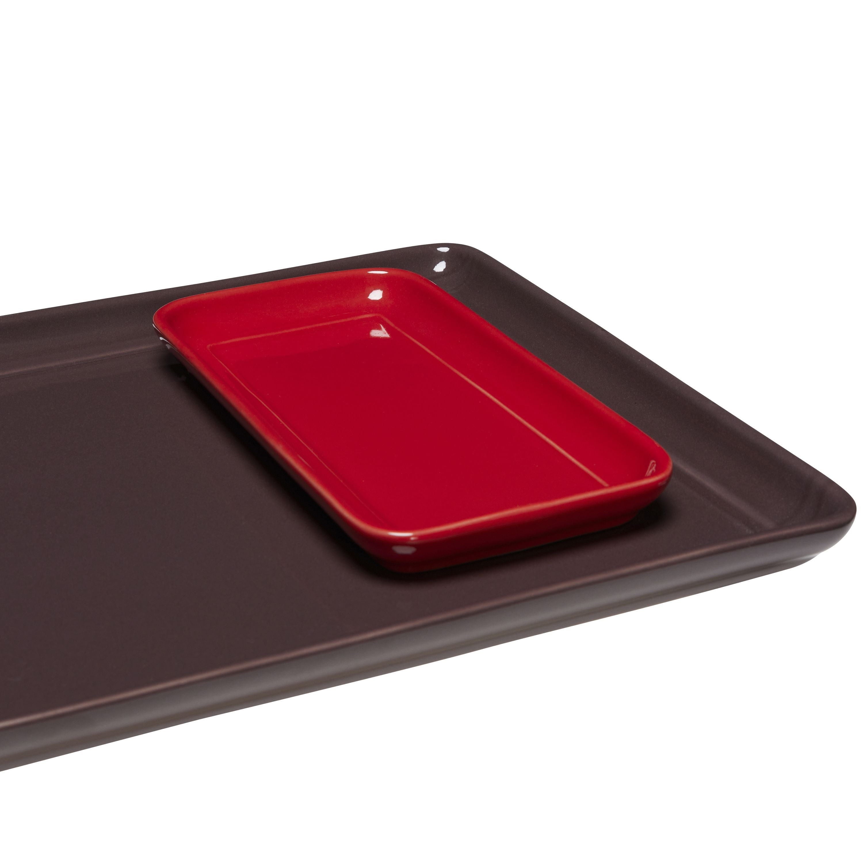 Hübsch Amare Tablett Set van 2, Bourgondië/rood