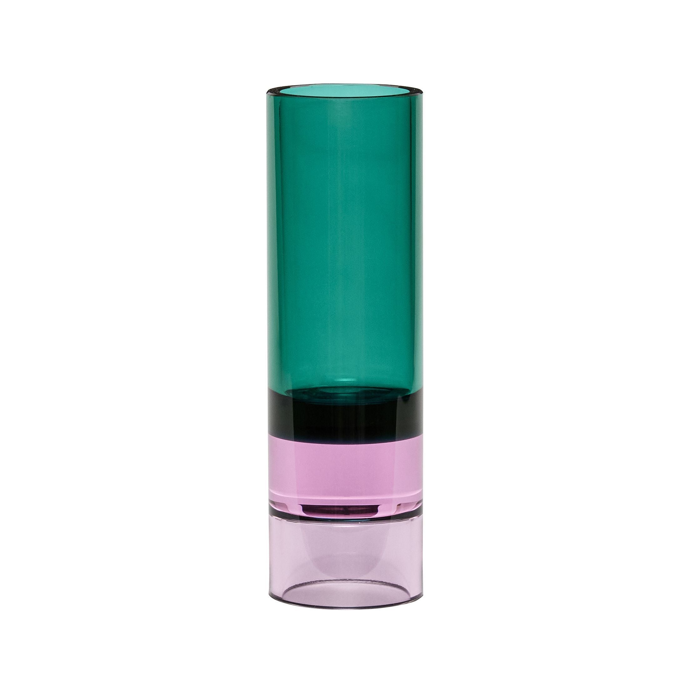 Hübsch Astro Tealight Holder Crystal, grön/rosa