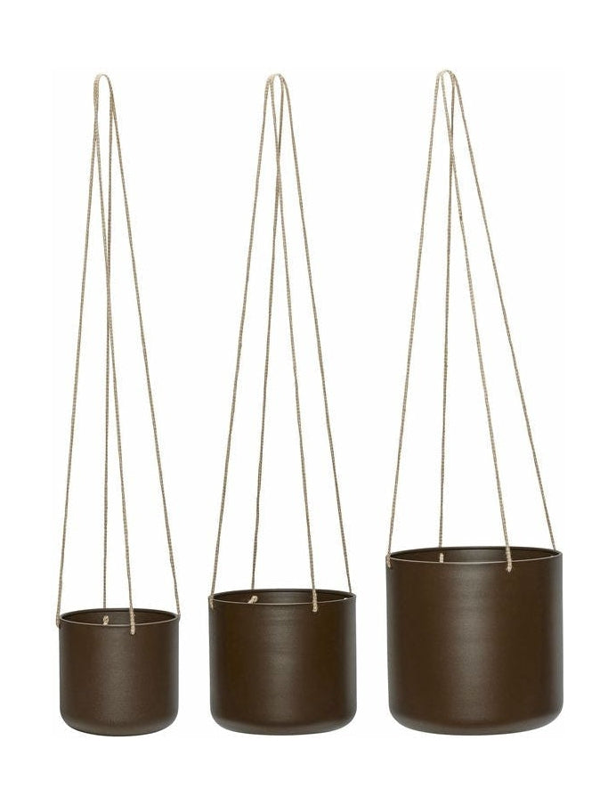 Hübsch Pots suspendus en floraison avec 3 grands, bruns