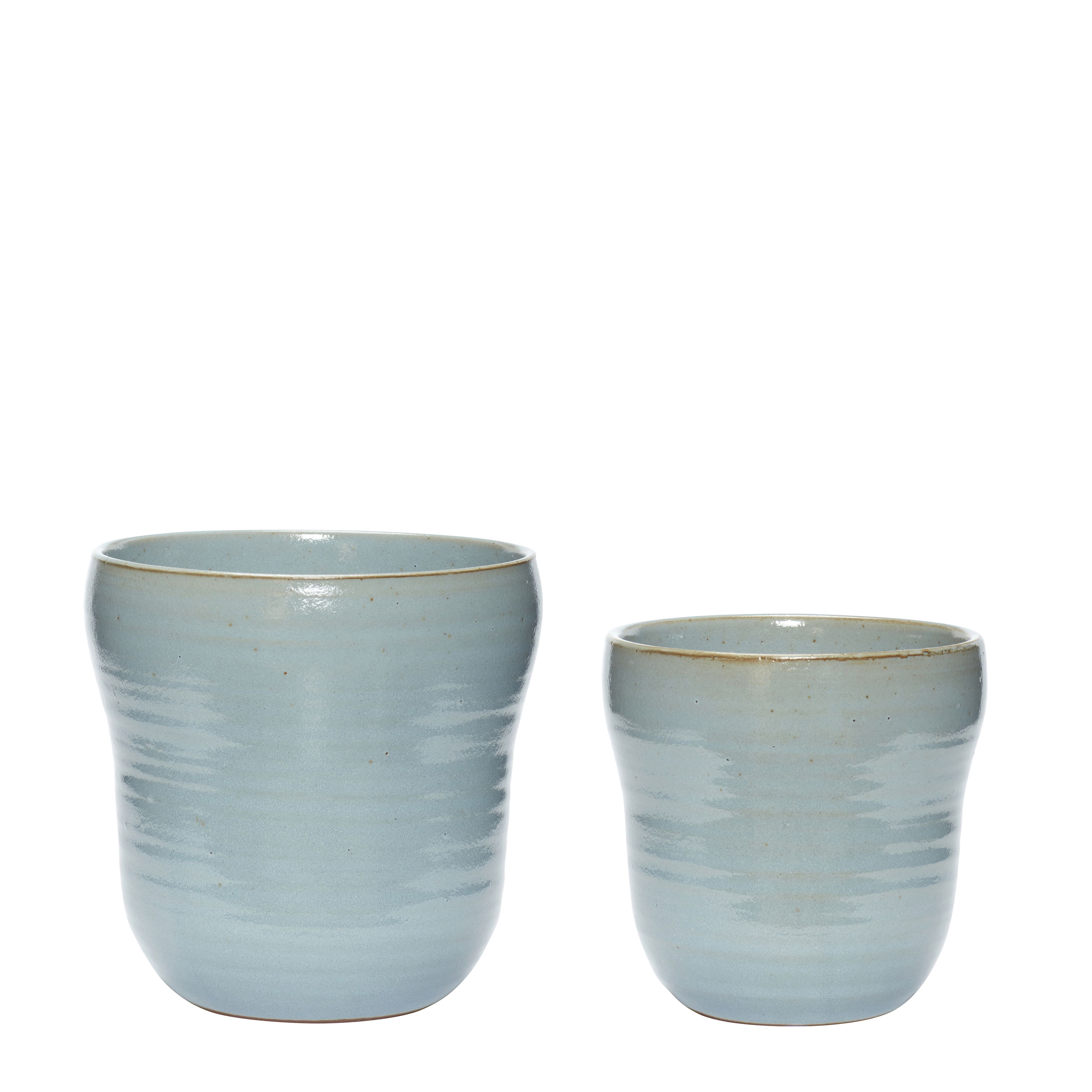 Hübsch Care Pot Ceramic Blue Set Of 2