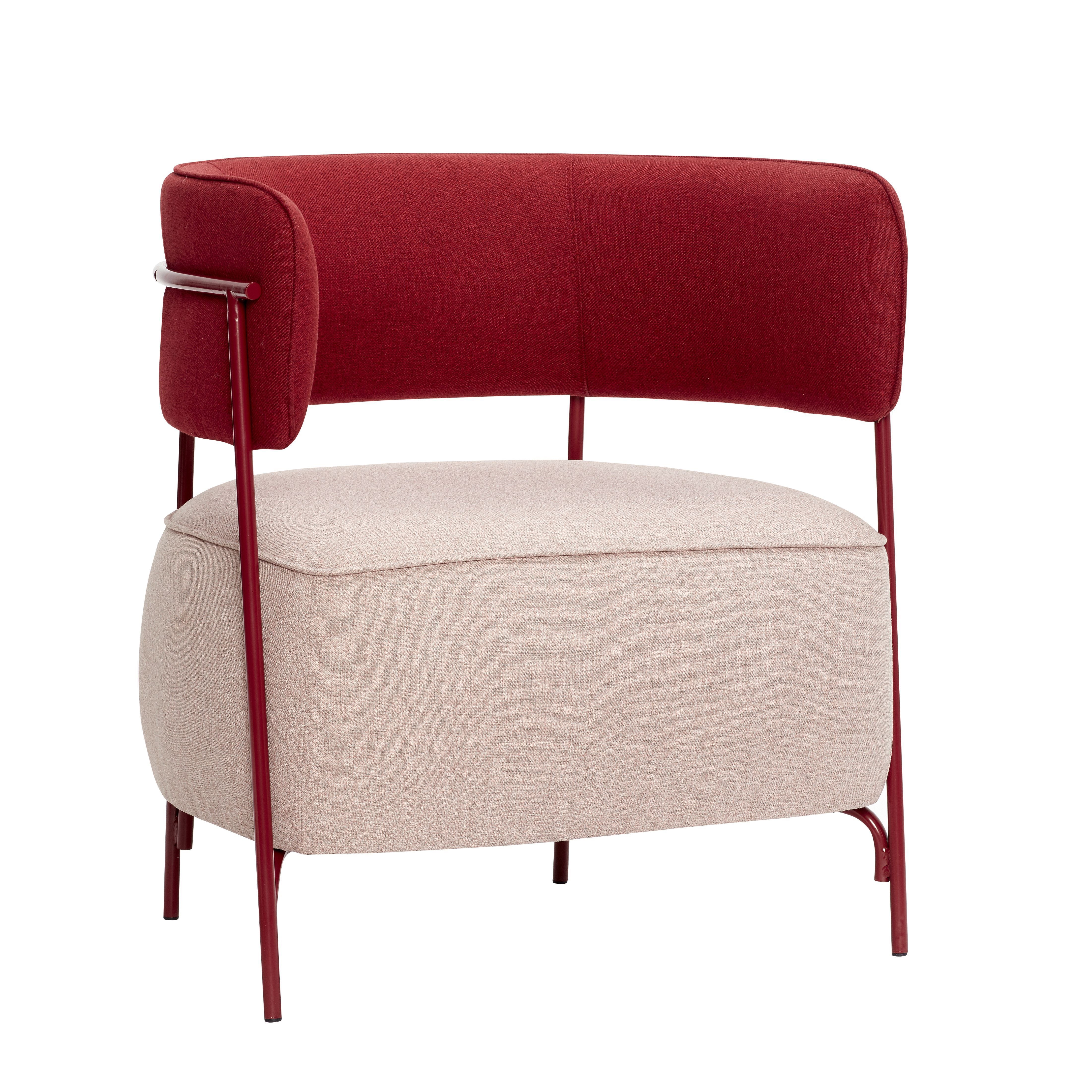 Hübsch Cherry Lounge -tuoli polyesteri/metalli vaaleanpunainen/punainen
