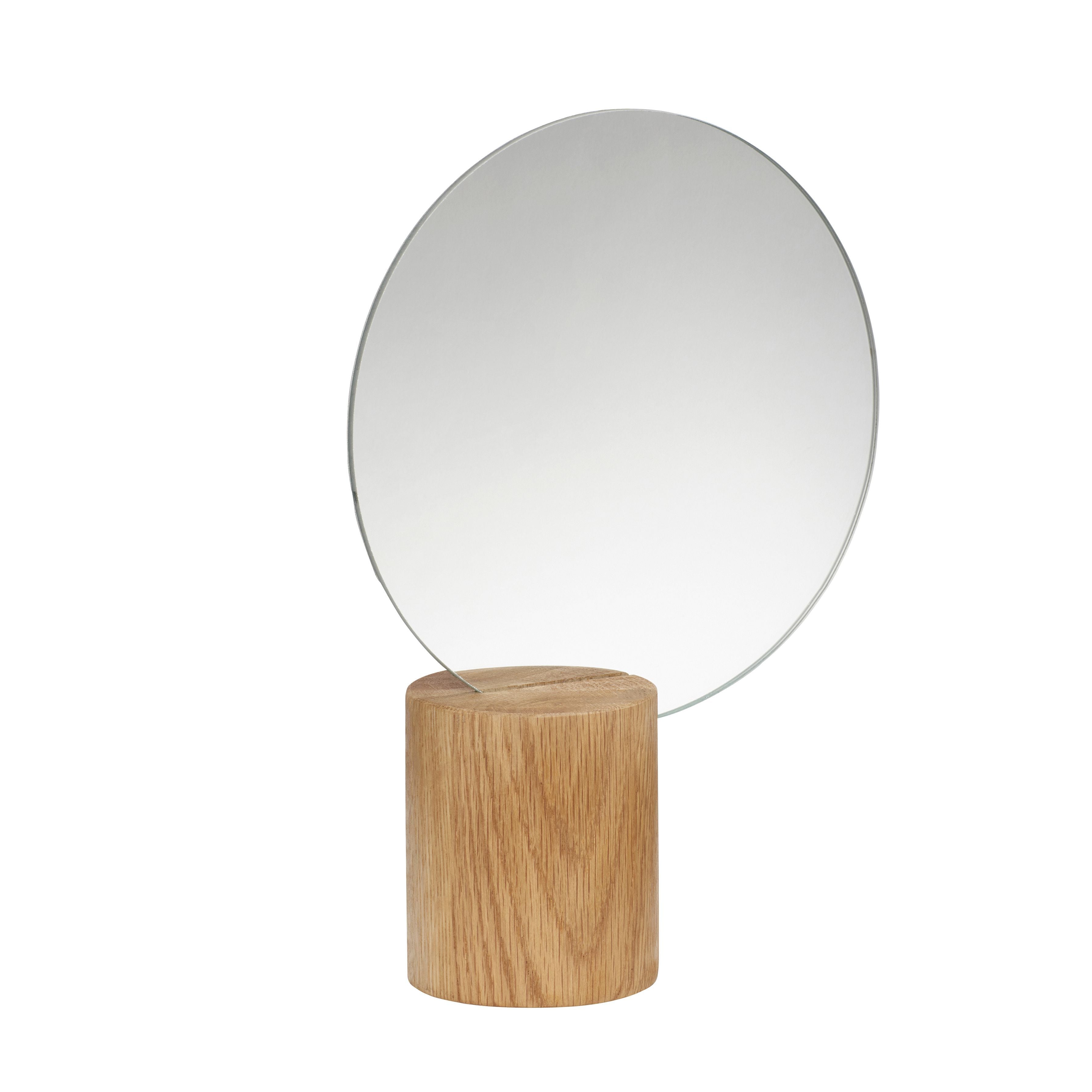 Hübsch Kantbord spegel trä naturlig runda
