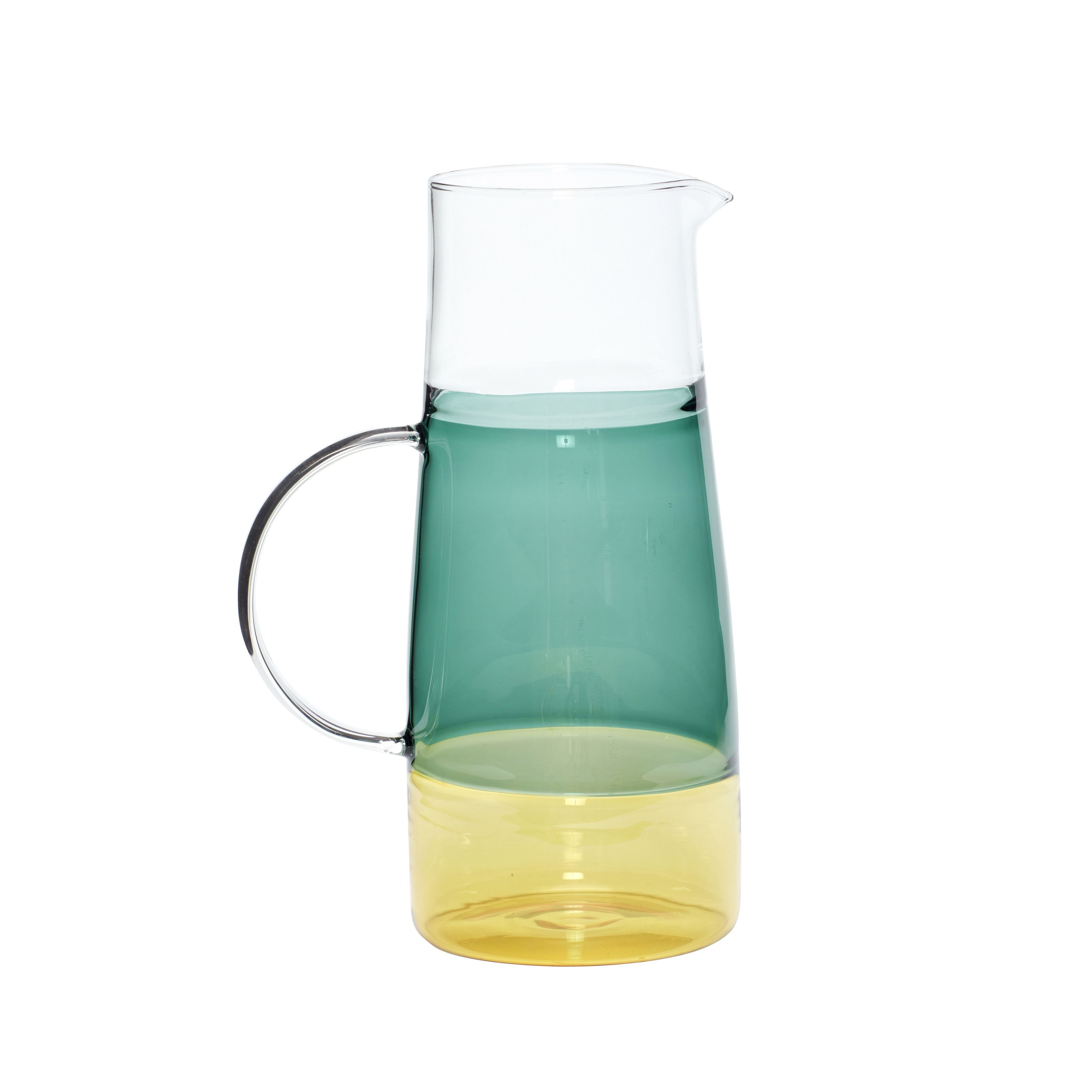 Hübsch Lemonade Carafe Glass klar/grøn/gul