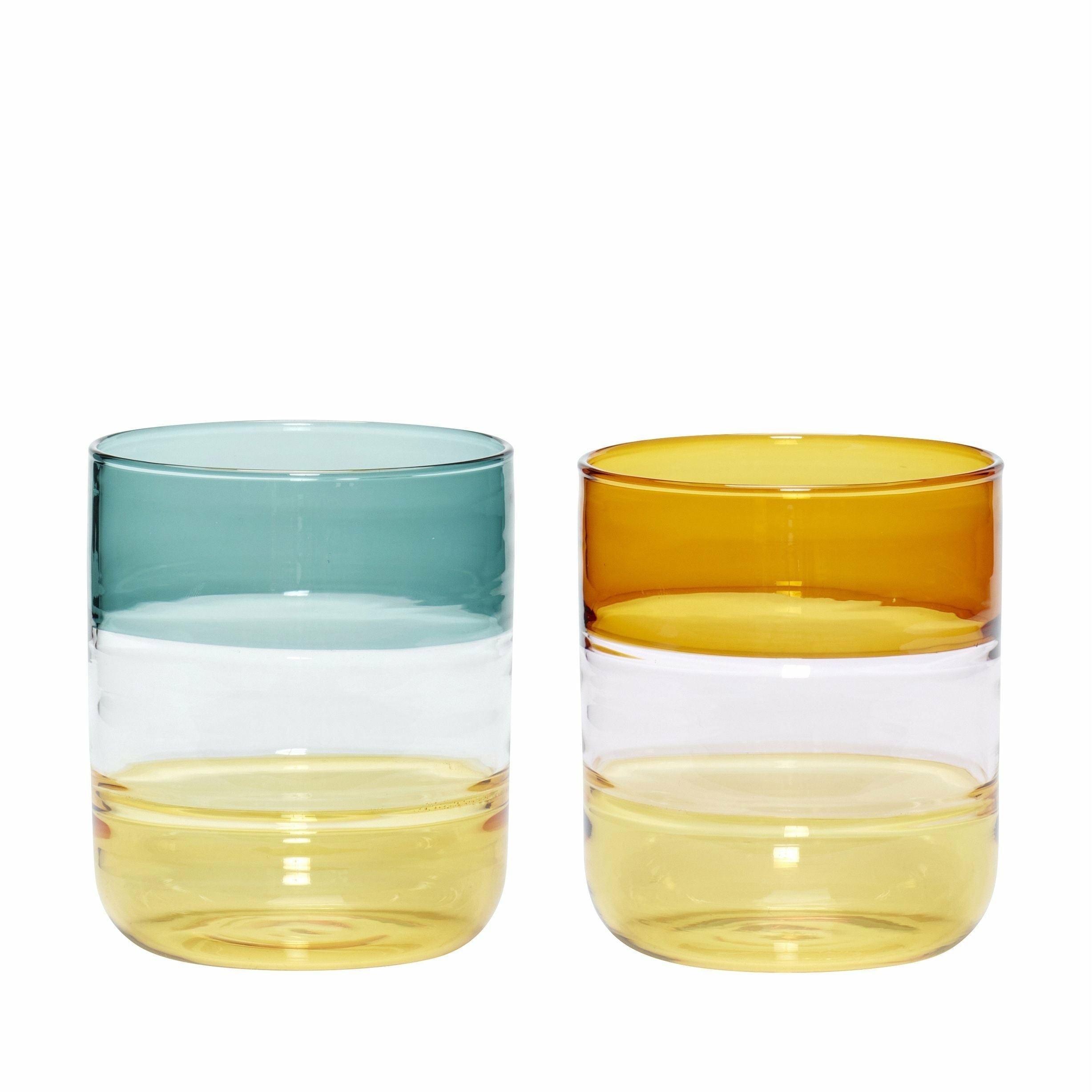 Hübsch Limonade Trinkglas Glas Klar/Bernstein/Rosa/Grün/Gelb