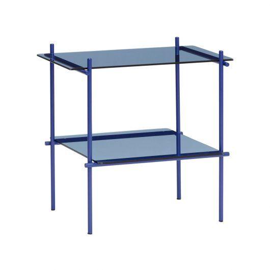 Hübsch Nicho mesa cuadrada de metal/vidrio azul