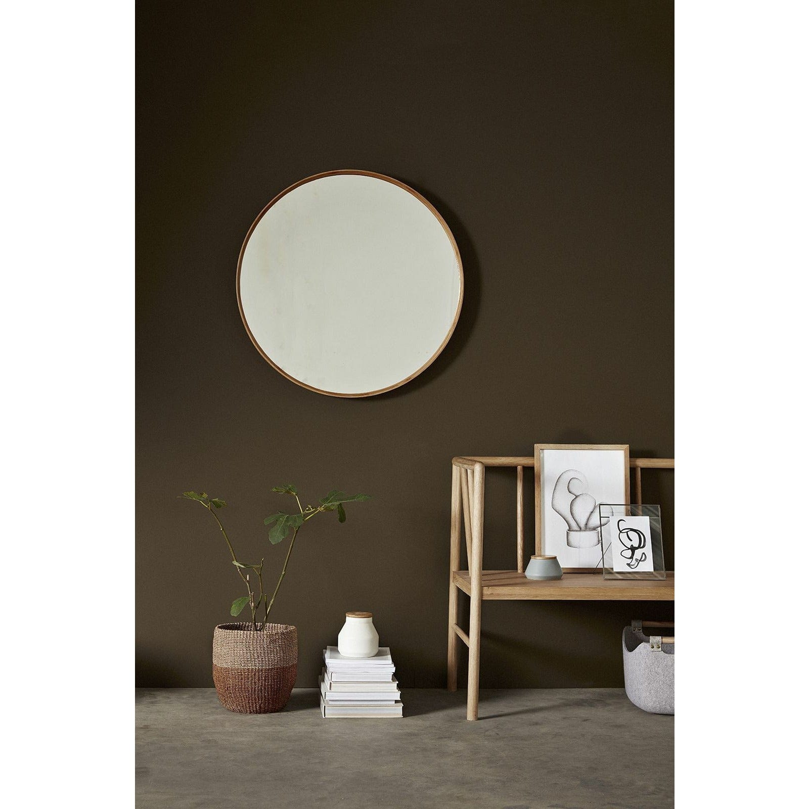 Hübsch Refléter le miroir mural m / cadre en bois naturel