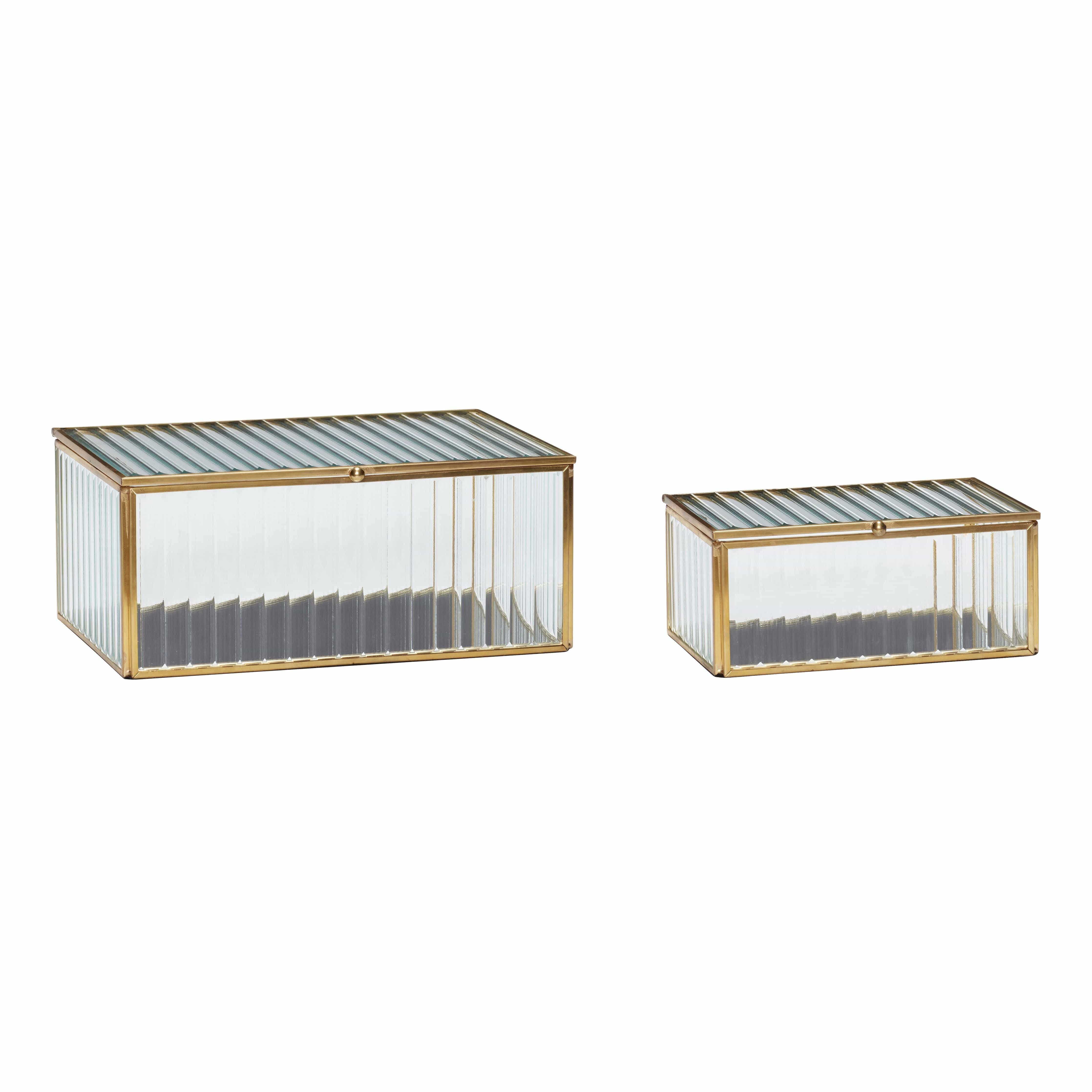 Hübsch Ripple Glass Boxes (2) Messing