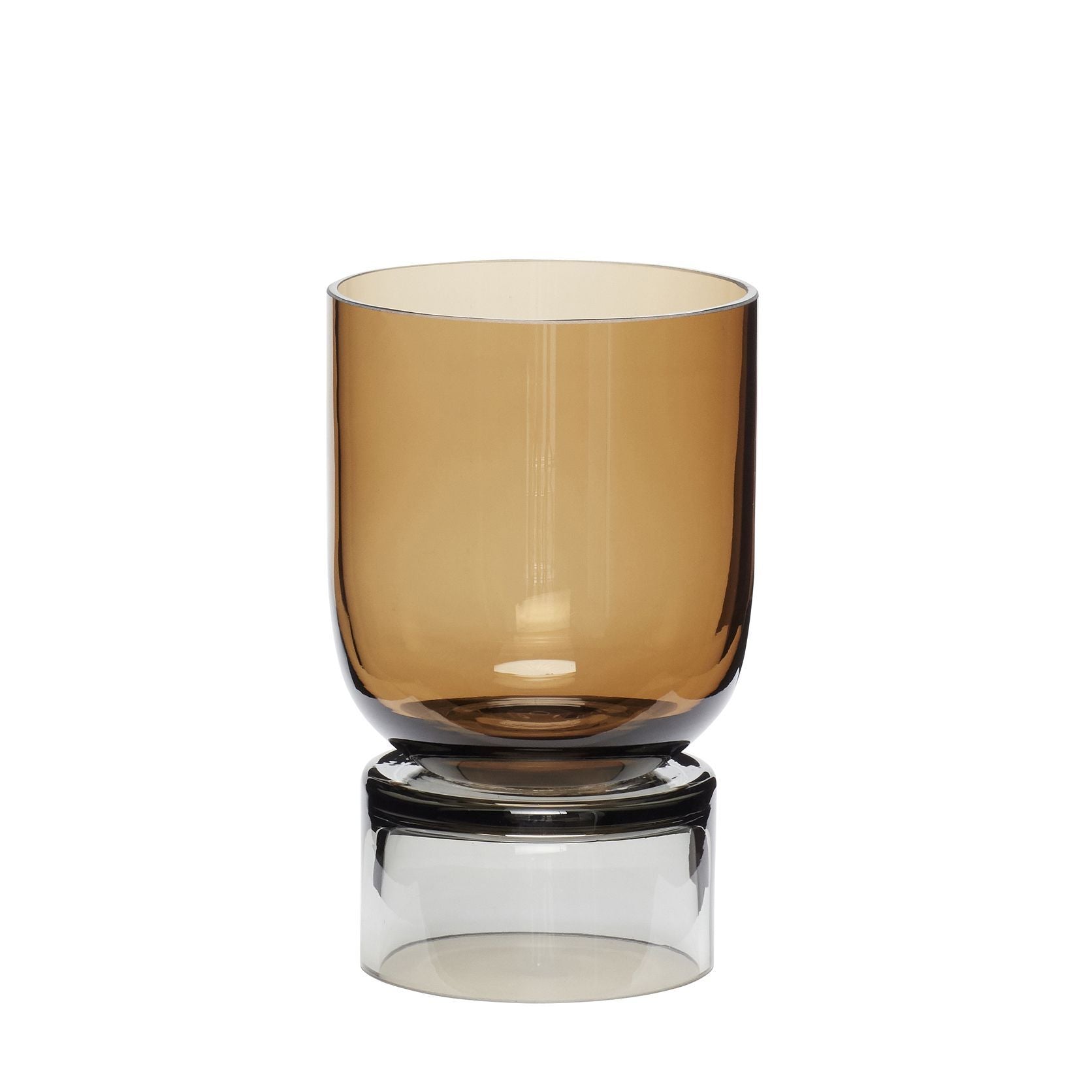 Hübsch Stand Vase Glass Amber/Grigio fatto a mano, Øx H 11x18 cm
