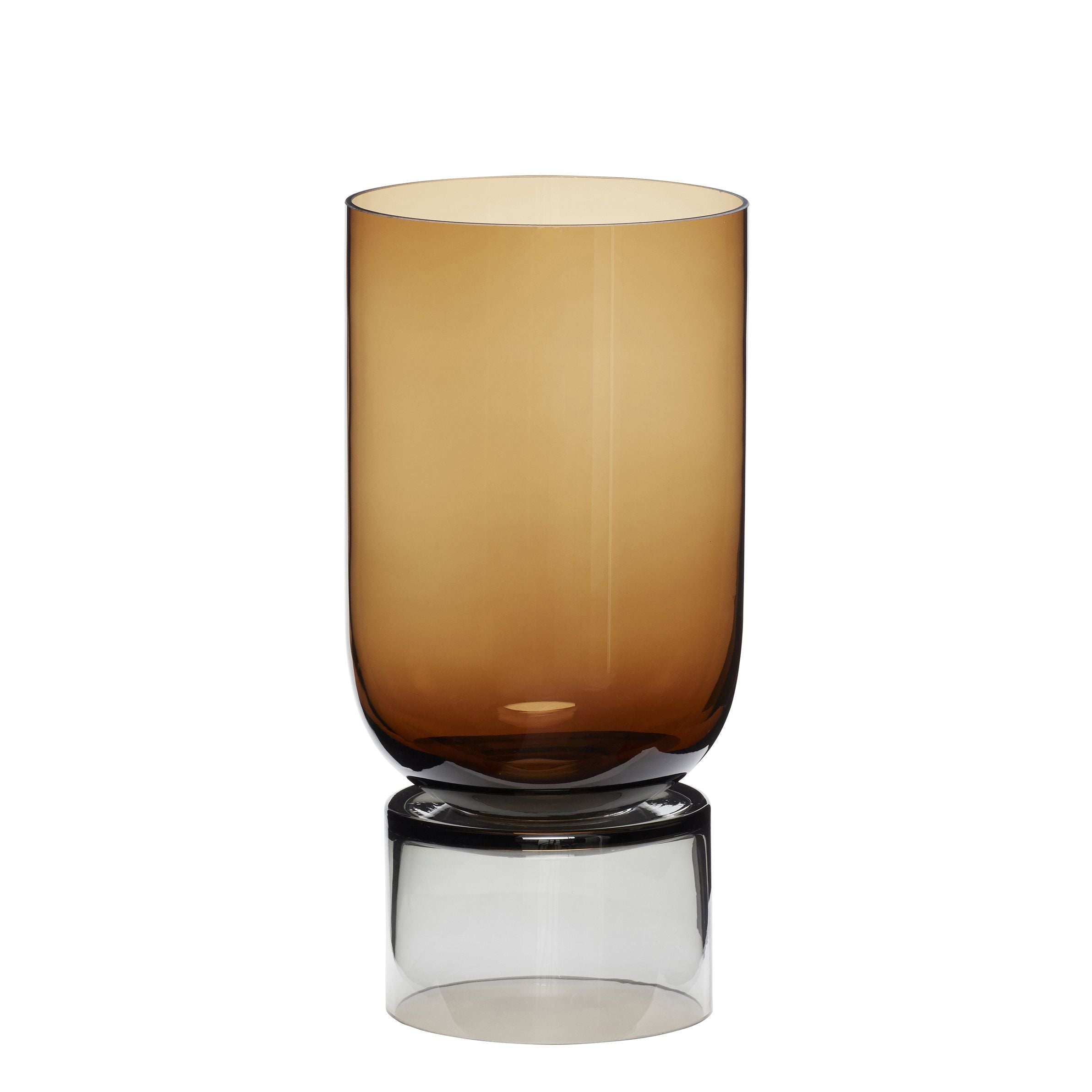 Hübsch Stand Vase Handmade Glass Amber/Grey, øx H 16x32 Cm