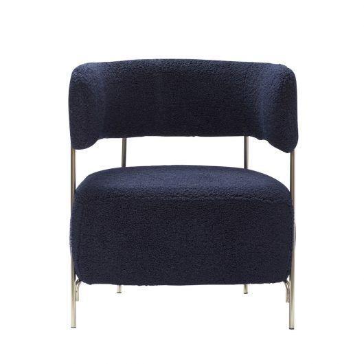 Hübsch Teddy Lounge Chair Polyester/Metall Blau/Nickel