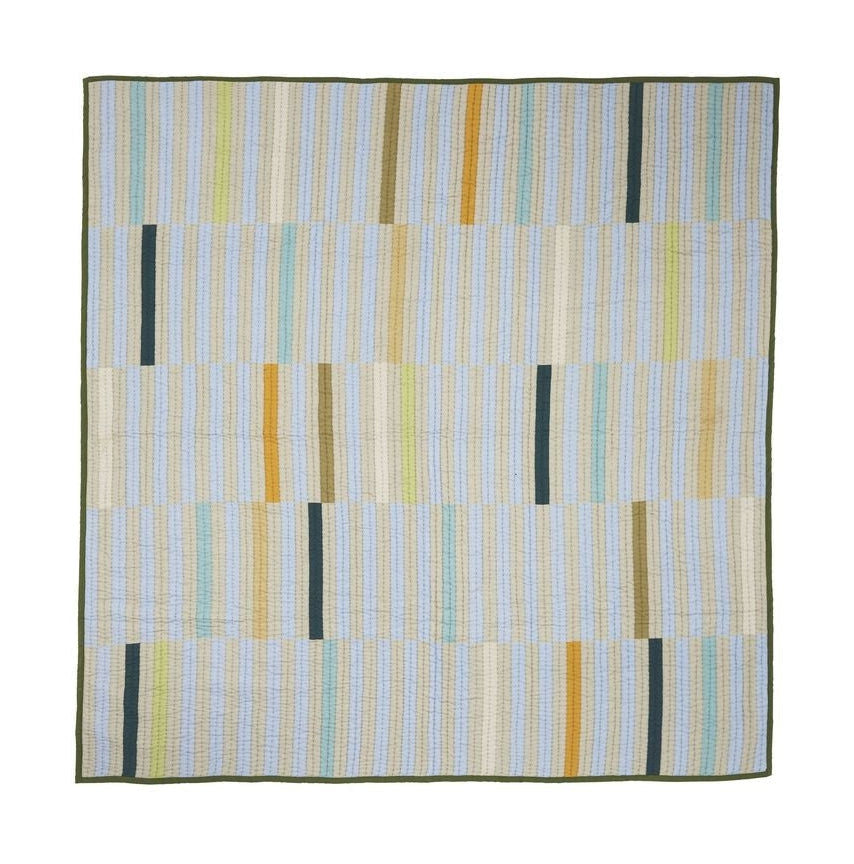 Hübsch Twist Bedspread 260x260 Cm, Dark Green/Multicolor