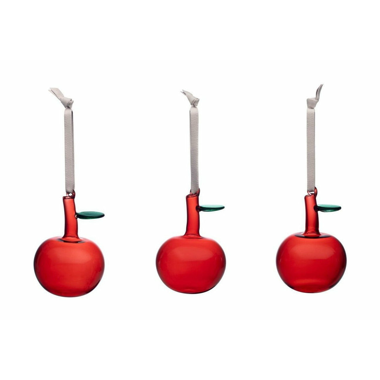 Iittala Decorations Glass Apples, Set Of 3, Red
