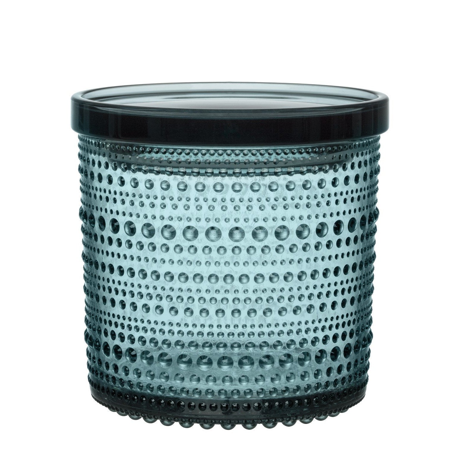 Iittala Pot de rangement kastehelmi avec couvercle en bleu de mer, 11,6cm
