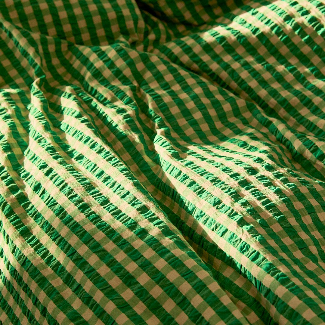 JUNA Bæk y Bølge Bed Linen 200x220 cm, verde/arena