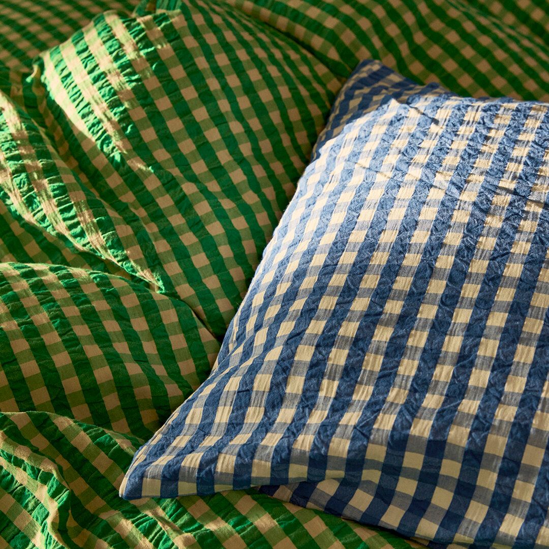 Juna Bæk & Bølge sengelinned 200x220 cm, grøn/sand