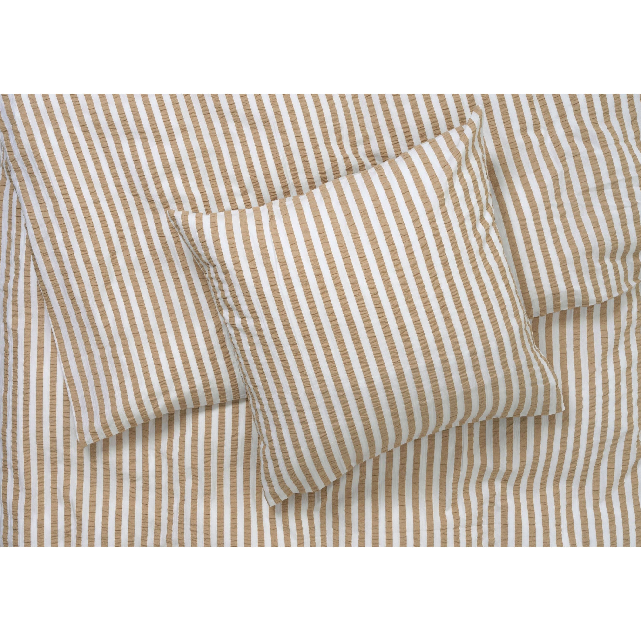 Juna Bæk & Bølge linjer sengelinned 140x220 cm, sand/hvid