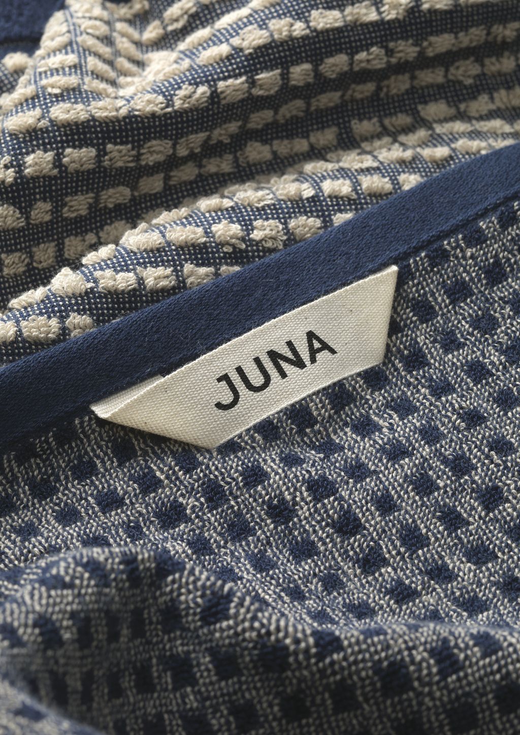 Juna Check Towel 50 X100 Cm, Dark Blue/Sand