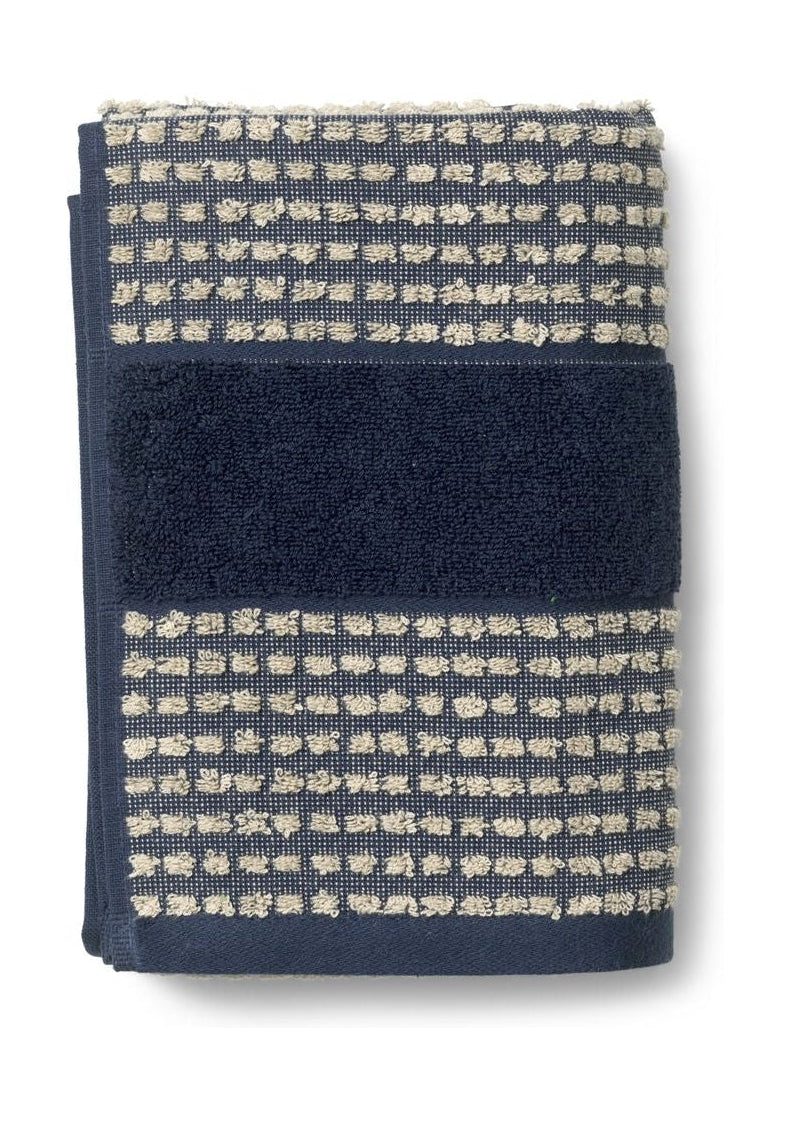 JUNA Vérifiez la serviette 50 x100 cm, bleu foncé / sable