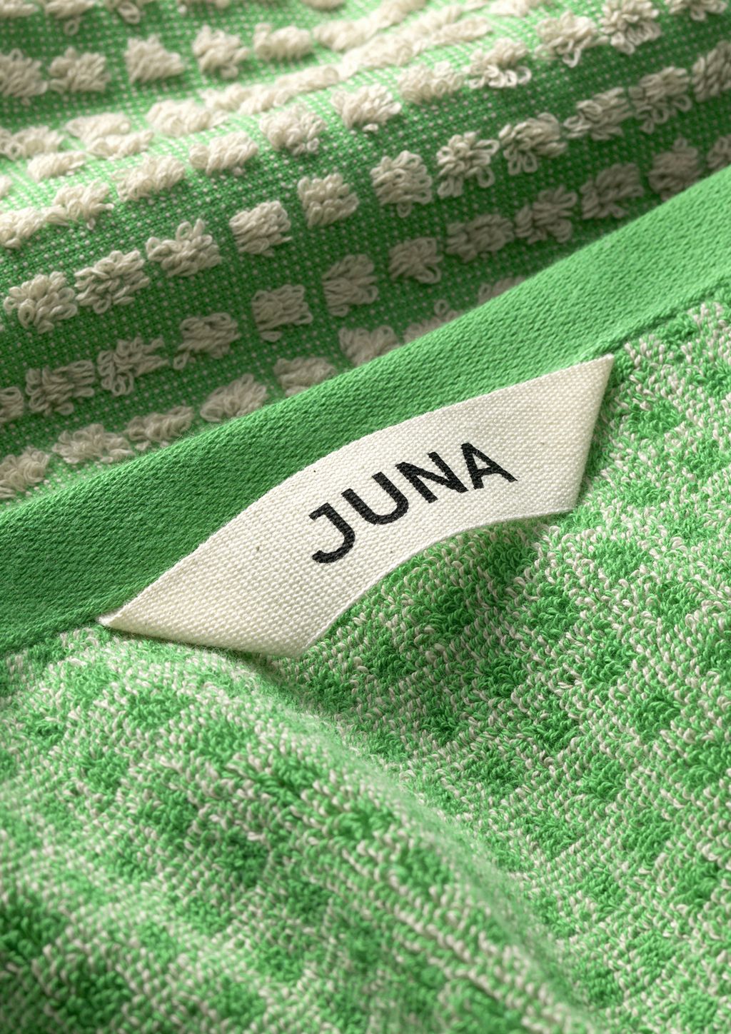 JUNA Vérifiez la serviette 50 x100 cm, vert / beige