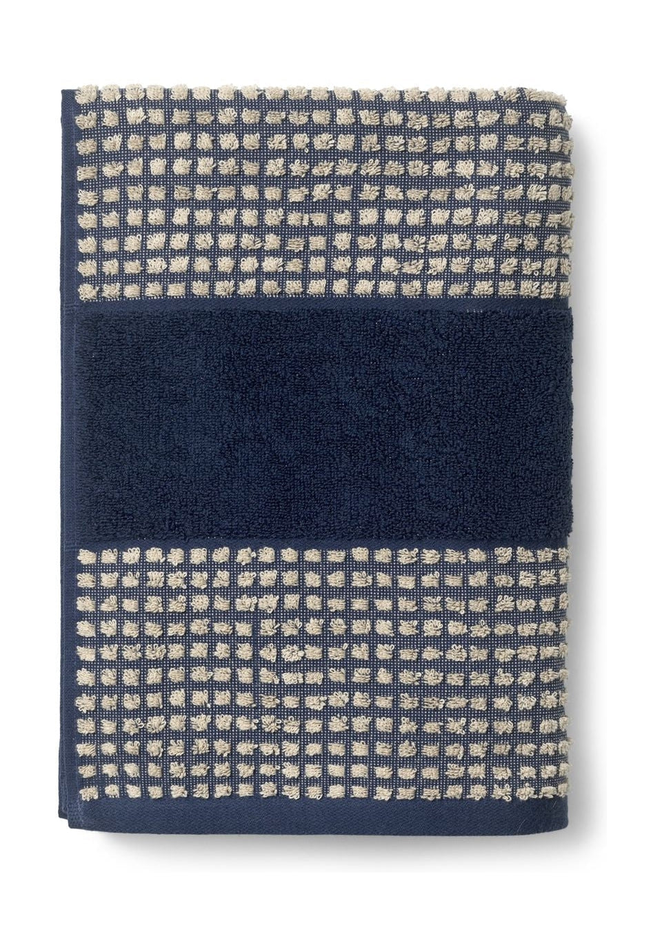 JUNA Vérifiez la serviette 70 x140 cm, bleu foncé / sable