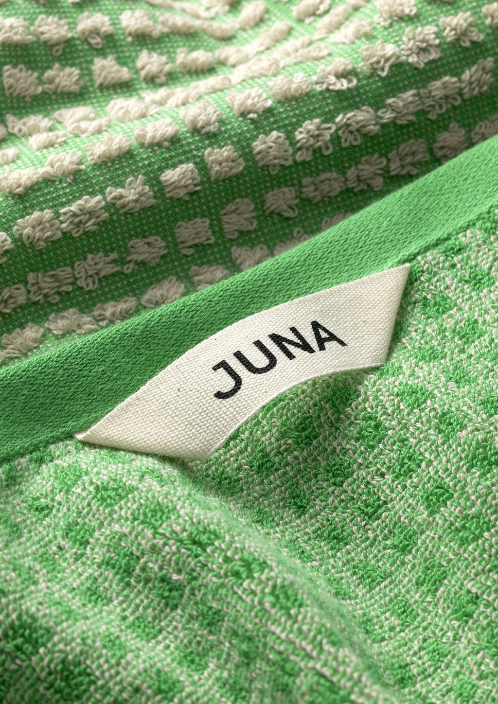 Juna Check Towel 70 X140 Cm, Green/Beige