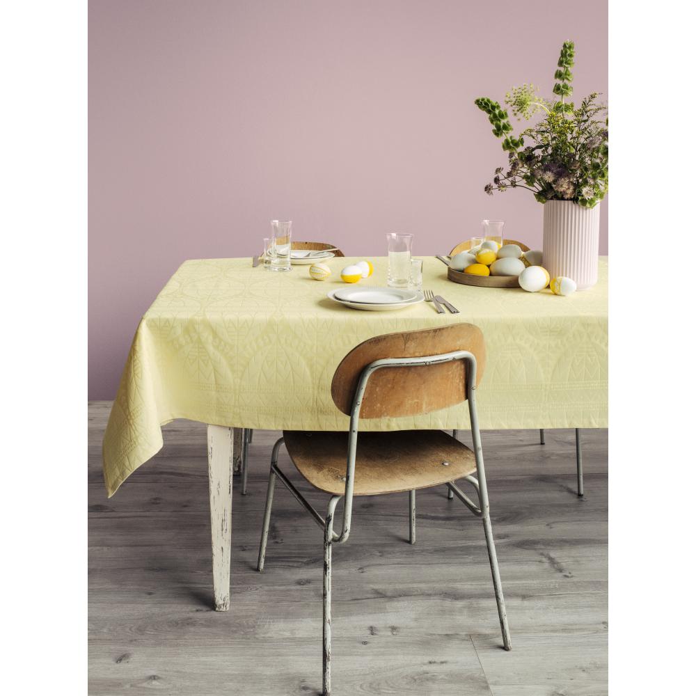 Juna Easter Damask Tablecloth Yellow, 150x270 Cm