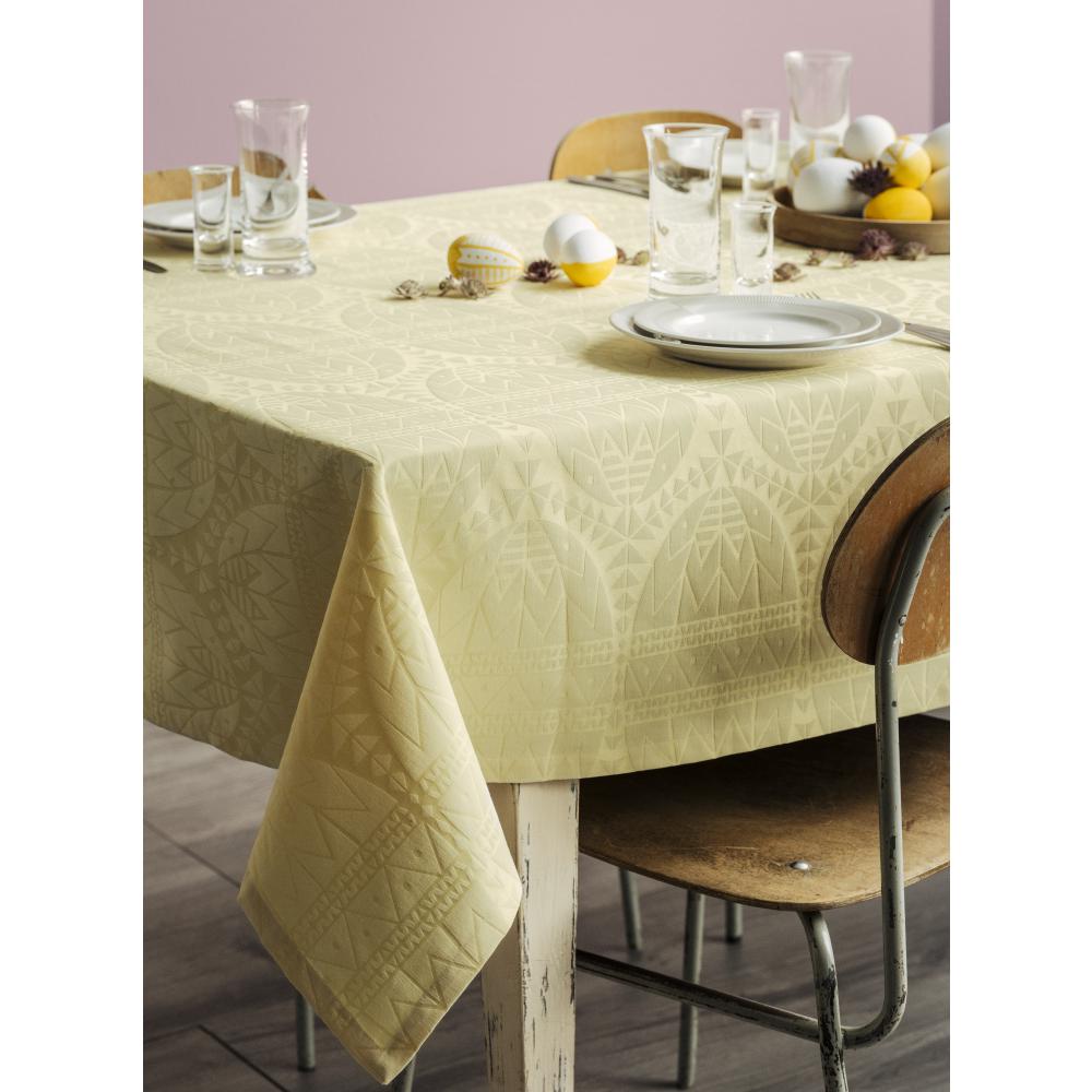 Juna Easter Damask Tablecloth Yellow, 150x270 Cm