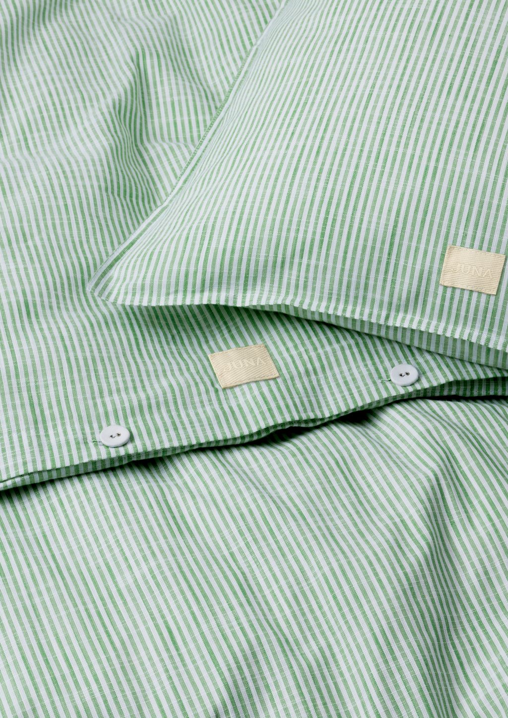 Juna Monochrome lijnen bedden linnen 140 x220 cm, groen/wit
