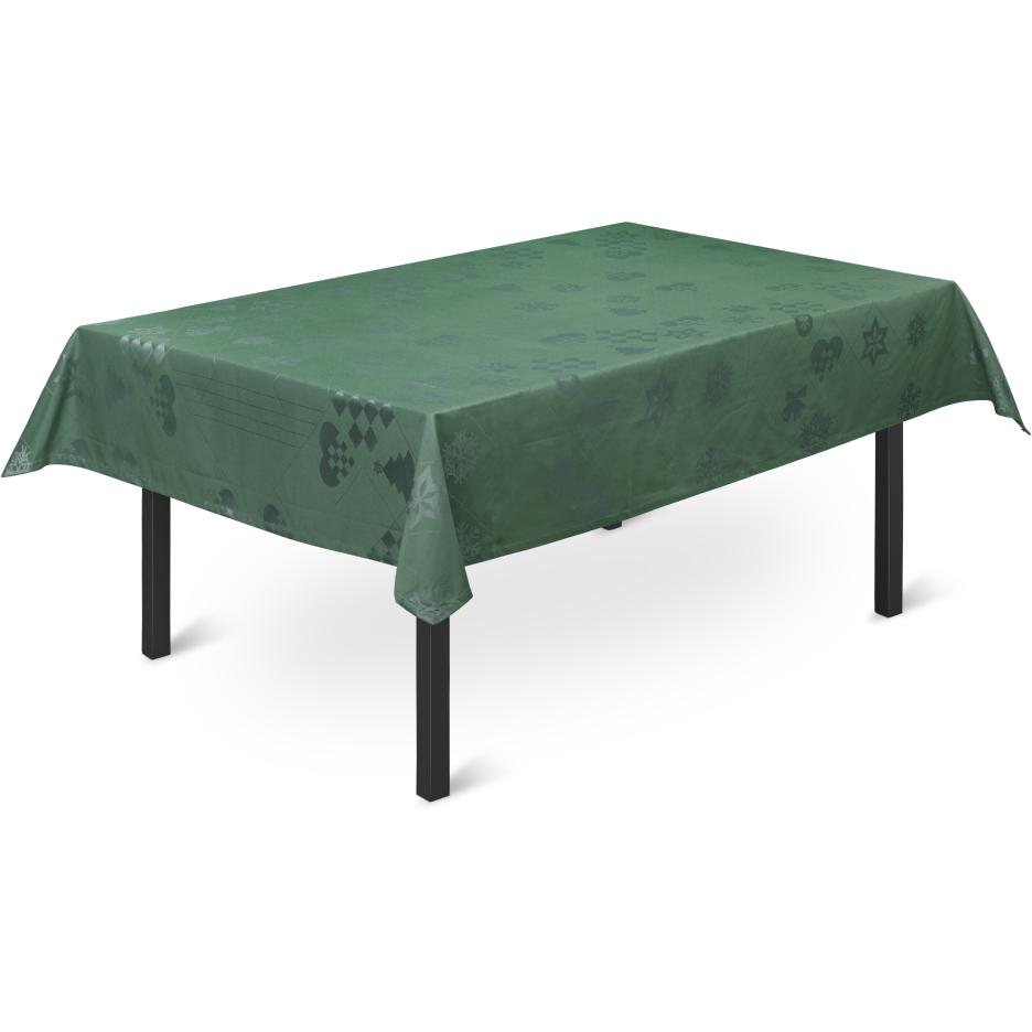 Juna Natale Damasque Tablecloth Green, 150x320 Cm