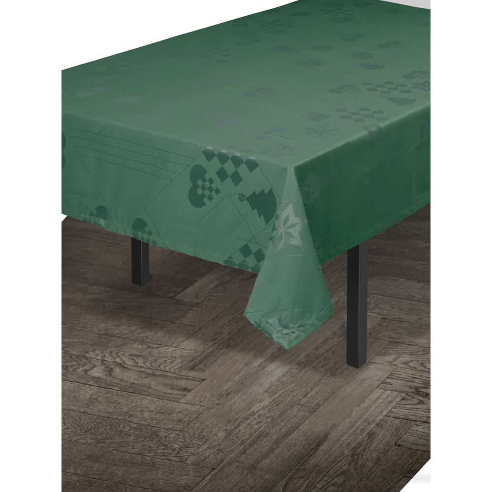 Juna Natale Damasque桌布绿色，150x370厘米