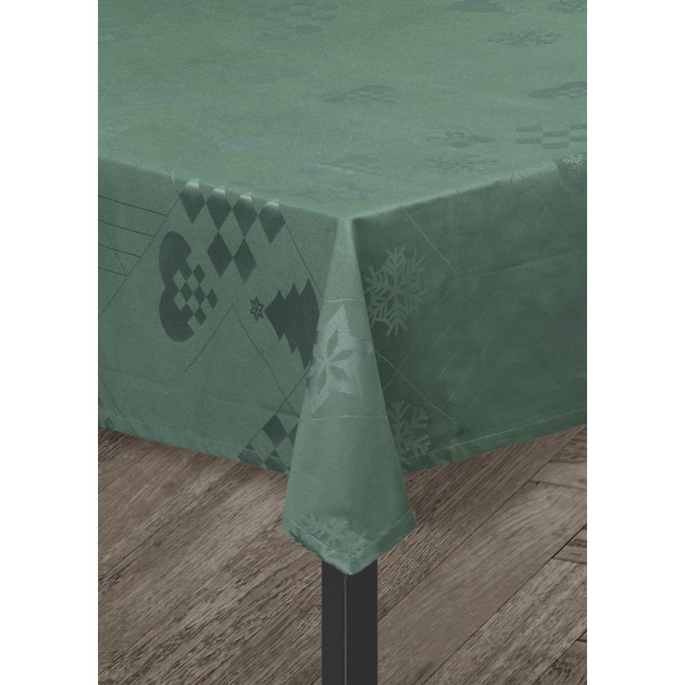 Juna Natale Damasque Tablecloth Green, 150x370 Cm