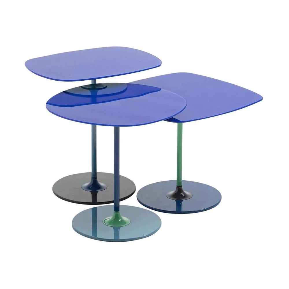 Trío de mesa lateral de Kartell Thierry, azul