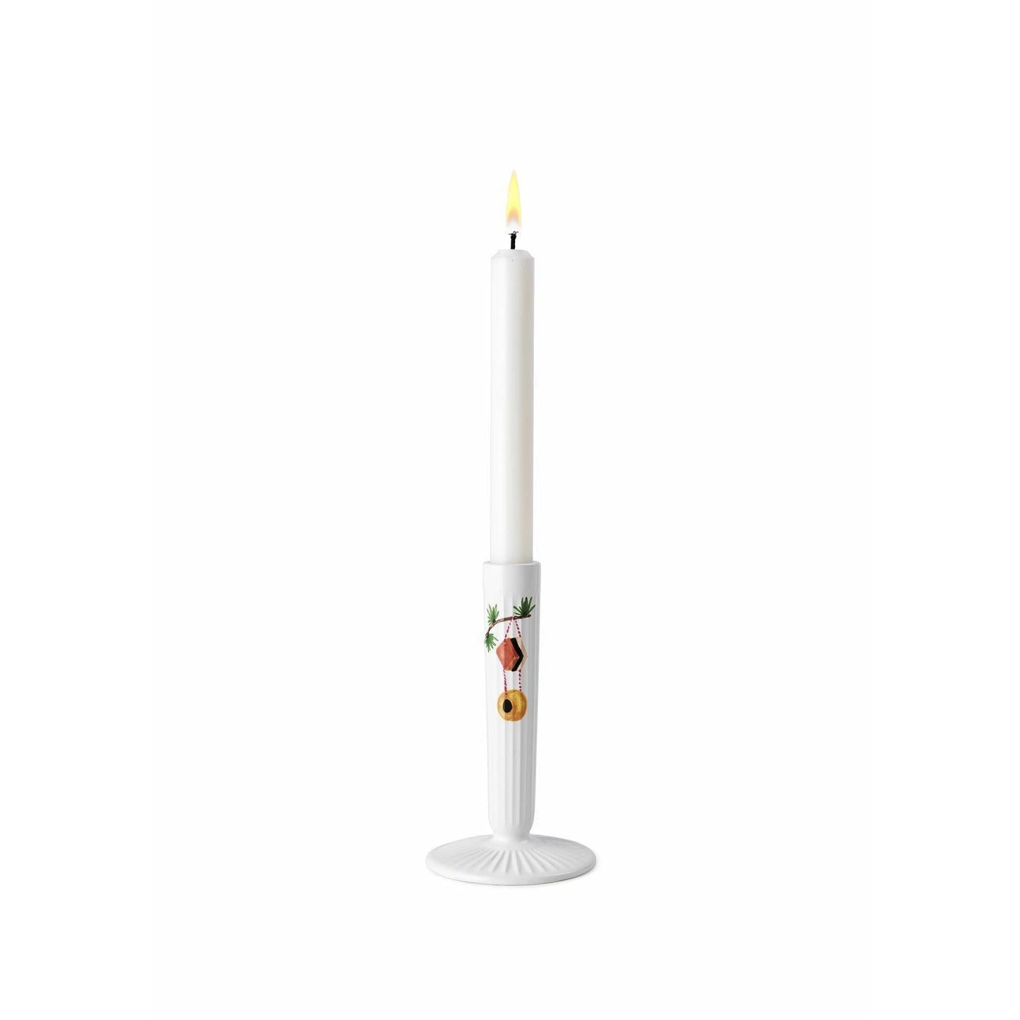Kähler Hammershøi Weihnachten Kerzenhalter 16 cm, weiß mit Dekoration