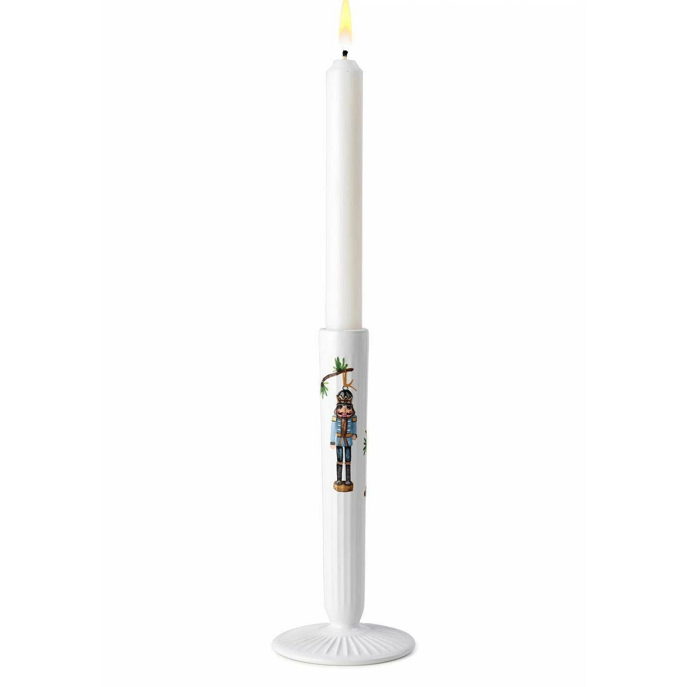 Kähler Hammershøi Weihnachten Kerzenhalter 20 cm, weiß mit Dekoration