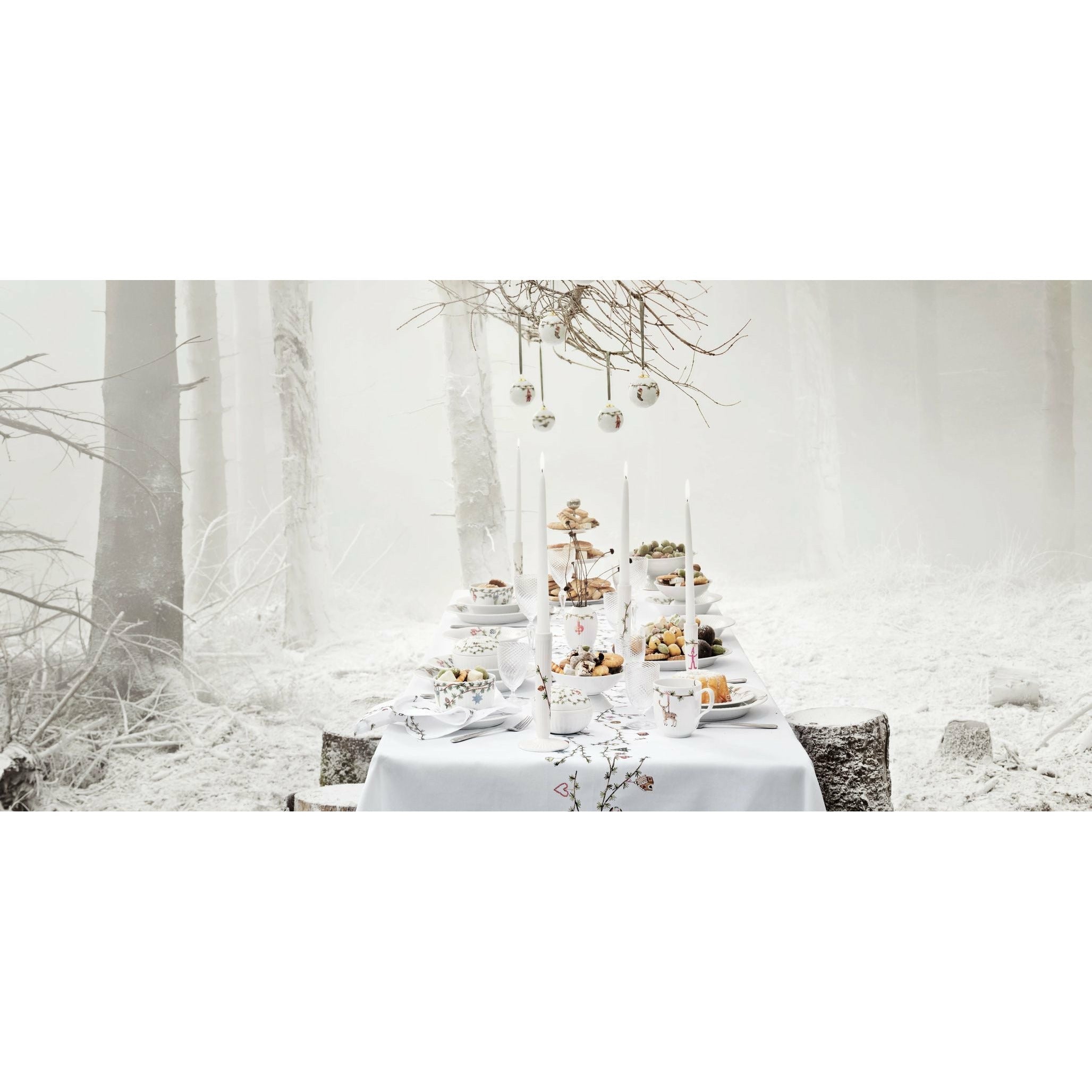 Kähler Hammershøi julelysestake 20 cm, hvit med dekorasjon