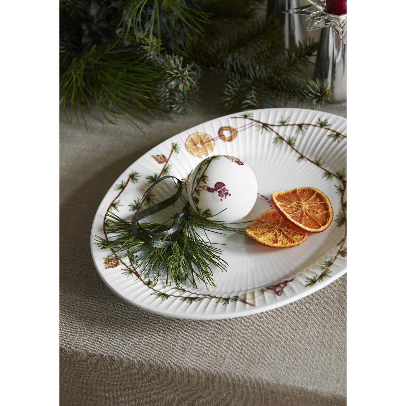 KählerHammershøi圣诞椭圆形碗22.5x28.5白色与装饰