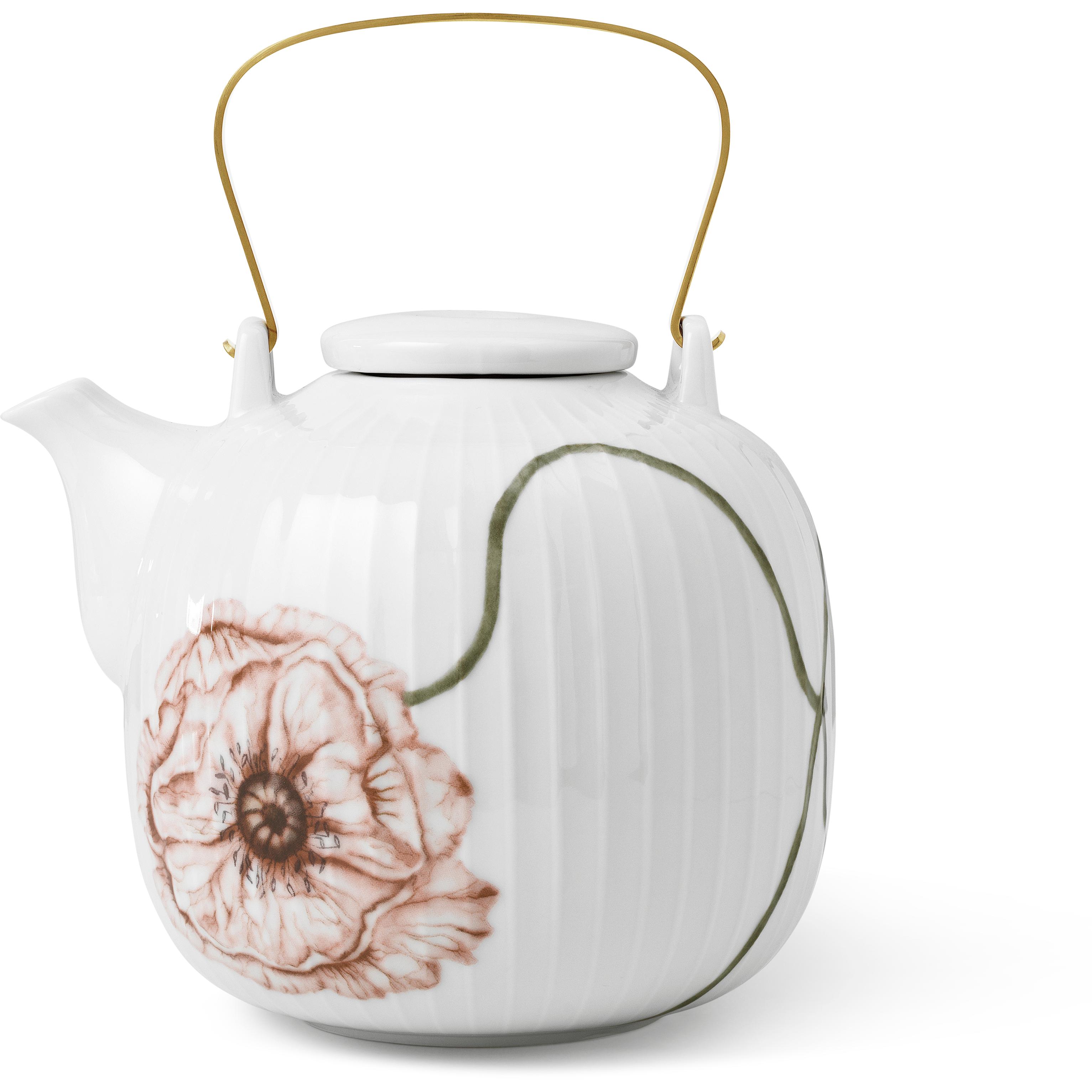 Kähler Hammershøi Poppy Hammershøi Teapot 1.2 L, White With Decoration