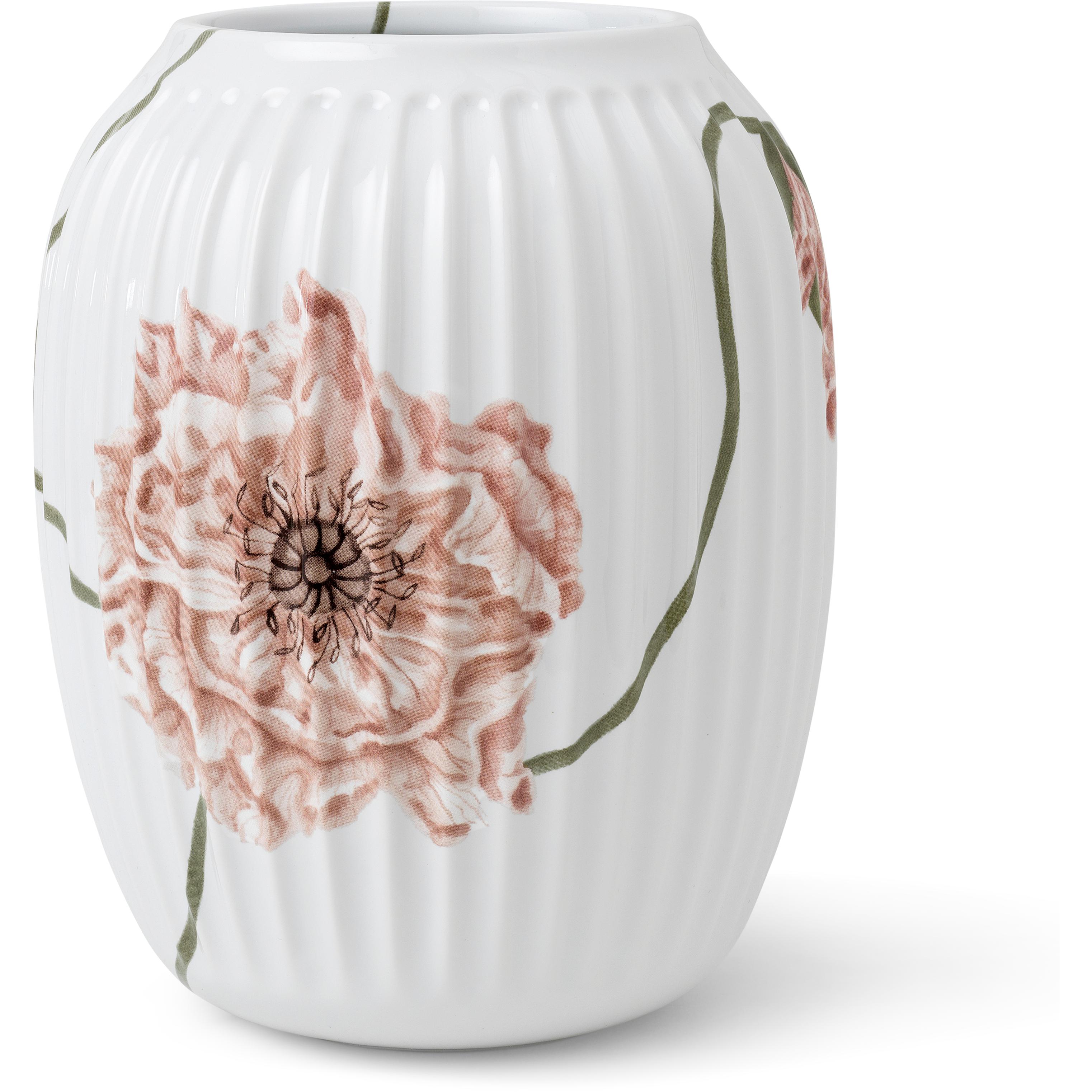 Kähler Hammershøi Poppy Vase 21 cm, hvit med dekorasjon