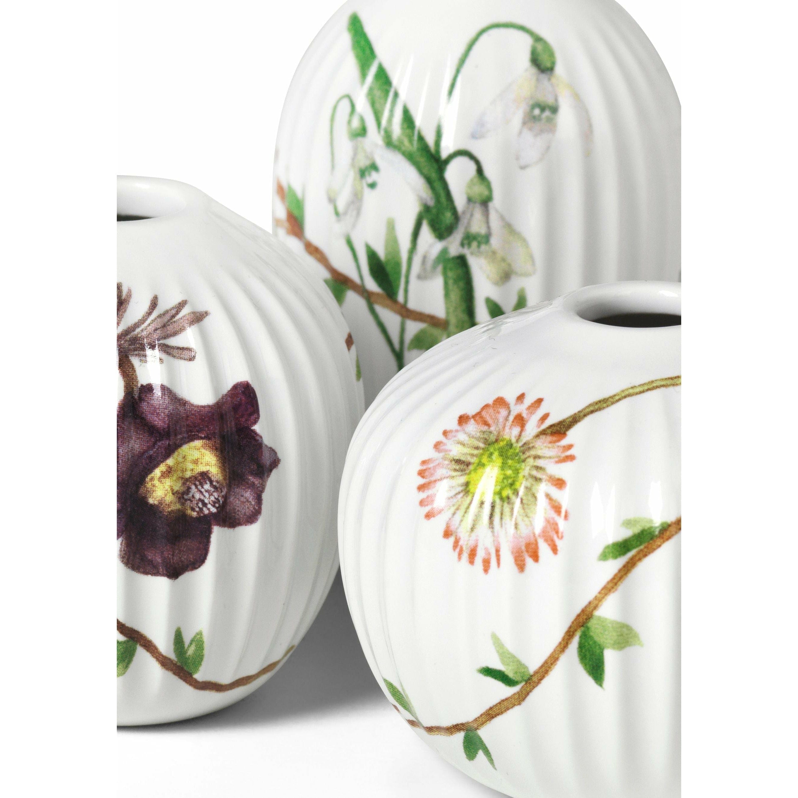 Kähler Hammershøi Spring Vase Miniature White avec décoration, 3 P CS.