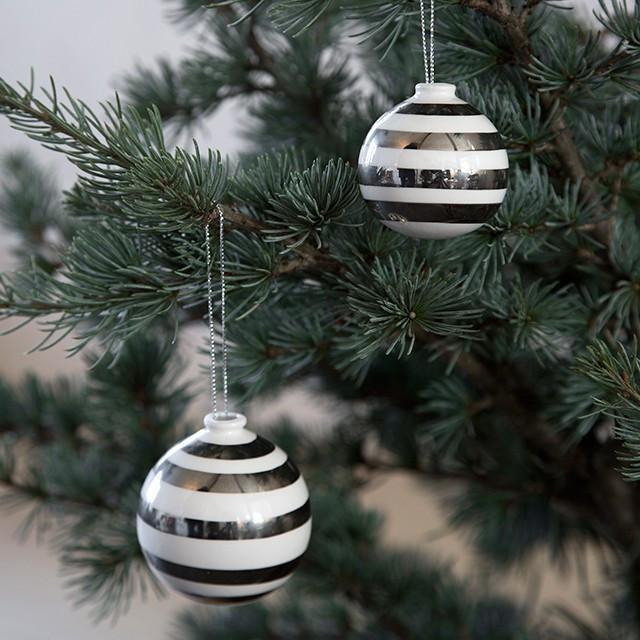 Kähler Omaggio Christmas Tree Baubles Silver, 3 P Cs.